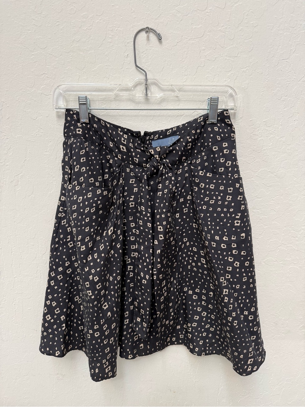 Lil Black Skater Skirt with Cream Geometric Print